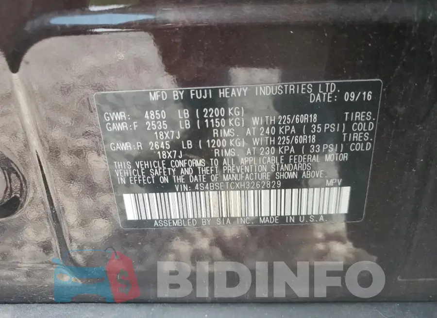 4S4BSETCXH3262829 Photo# 13