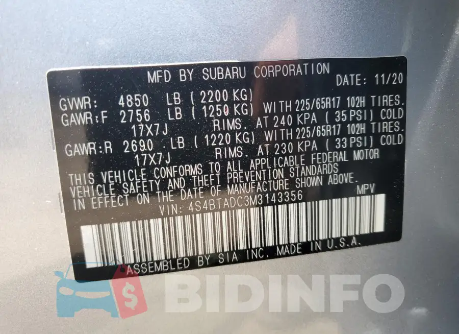 4S4BTADC3M3143356 Photo# 13