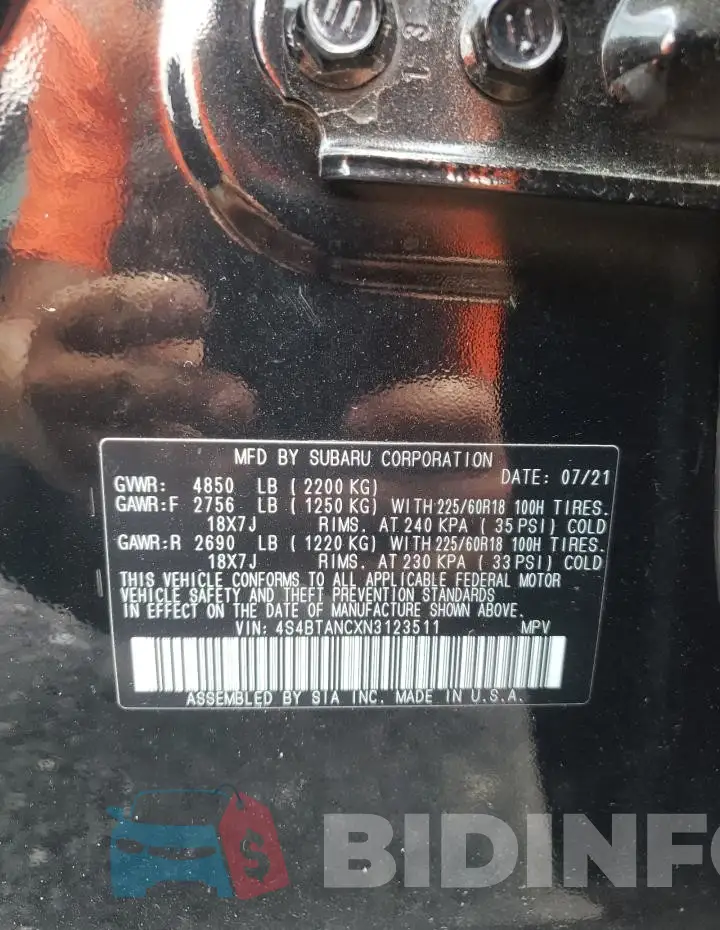 4S4BTANCXN3123511 Photo# 13