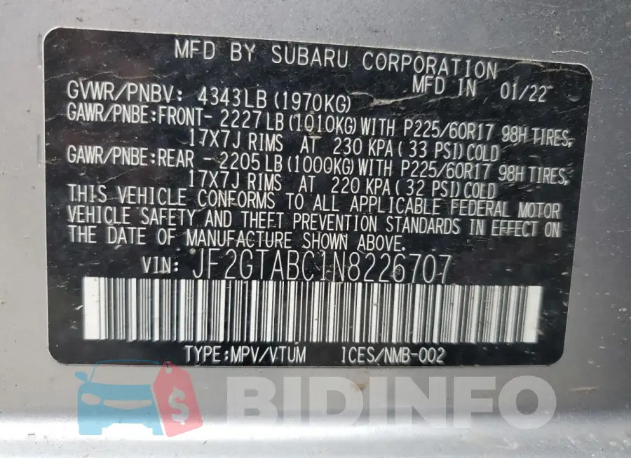 JF2GTABC1N8226707 Photo# 12