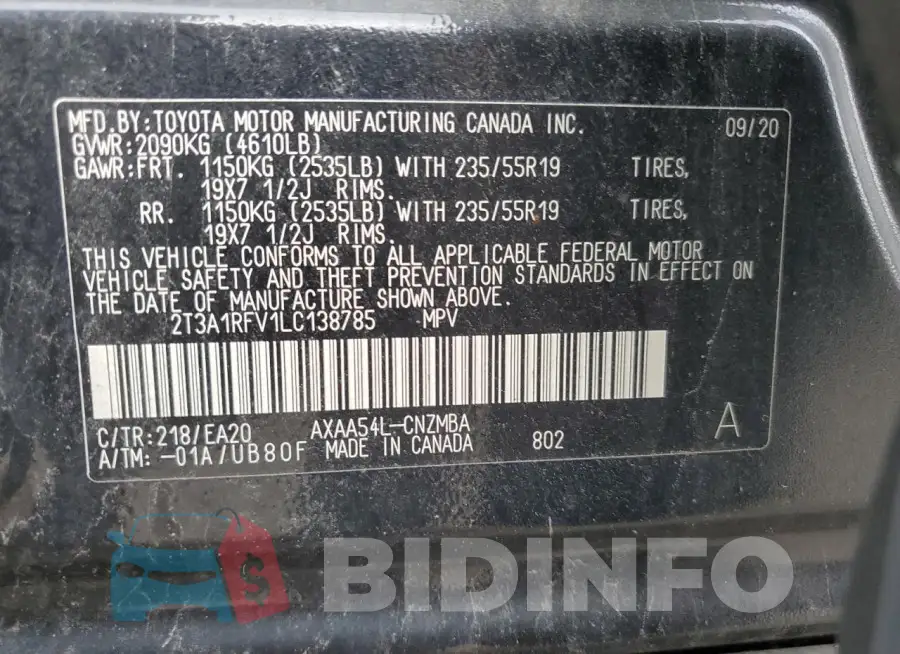 2T3A1RFV1LC138785 Photo# 13