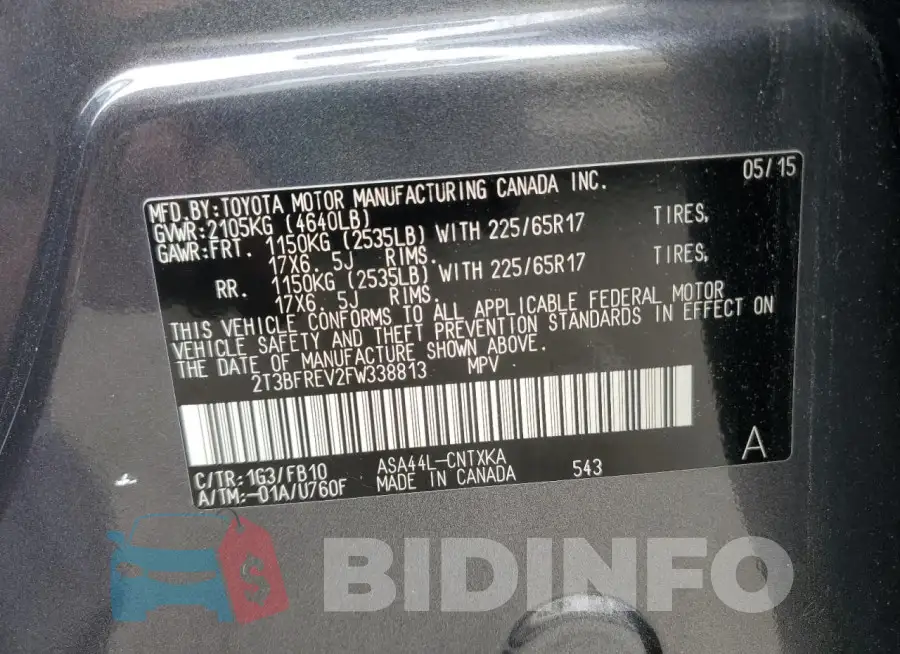 2T3BFREV2FW338813 Photo# 14