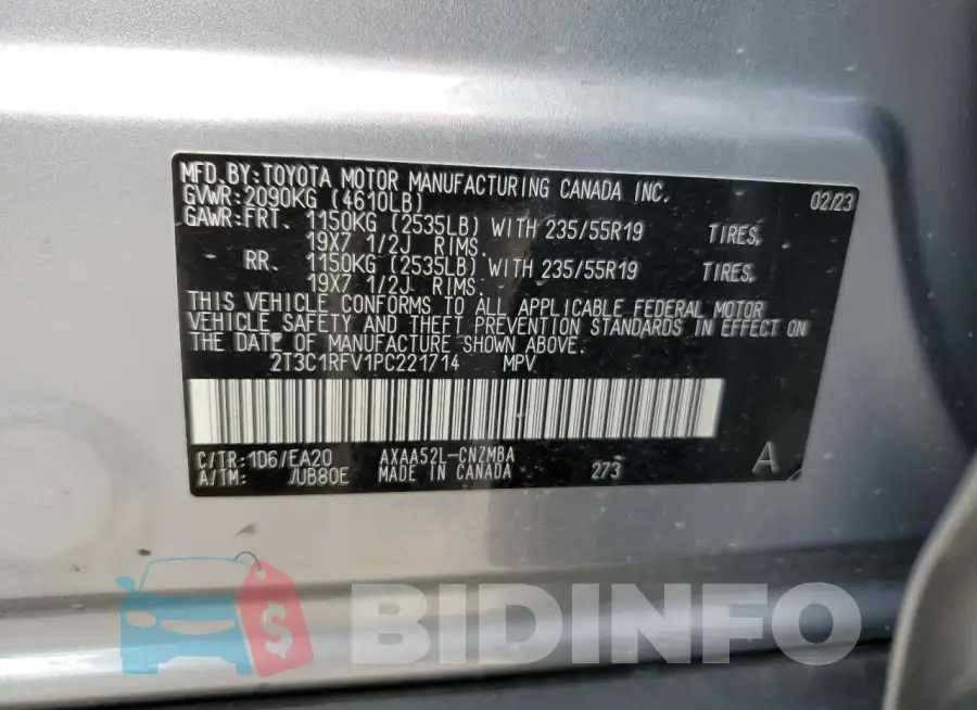 2T3C1RFV1PC221714 Photo# 13