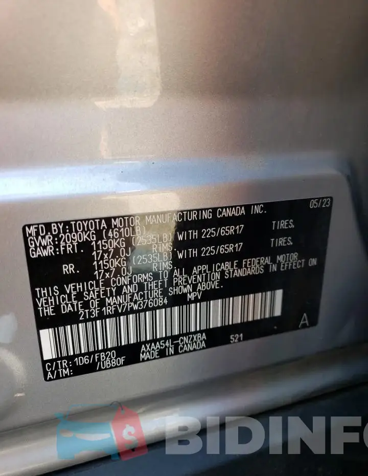 2T3F1RFV7PW376084 Photo# 13