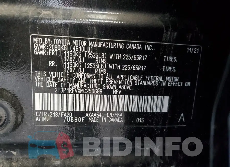 2T3P1RFVXMC250688 Photo# 14