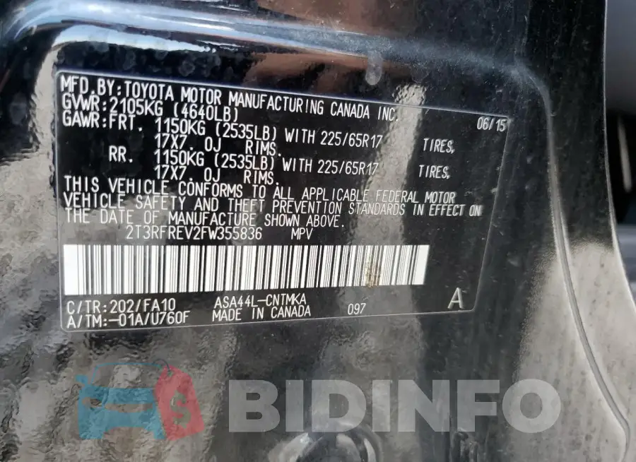 2T3RFREV2FW355836 Photo# 12