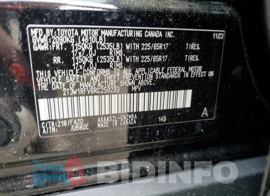 2T3W1RFV6RC259293 Photo# 14