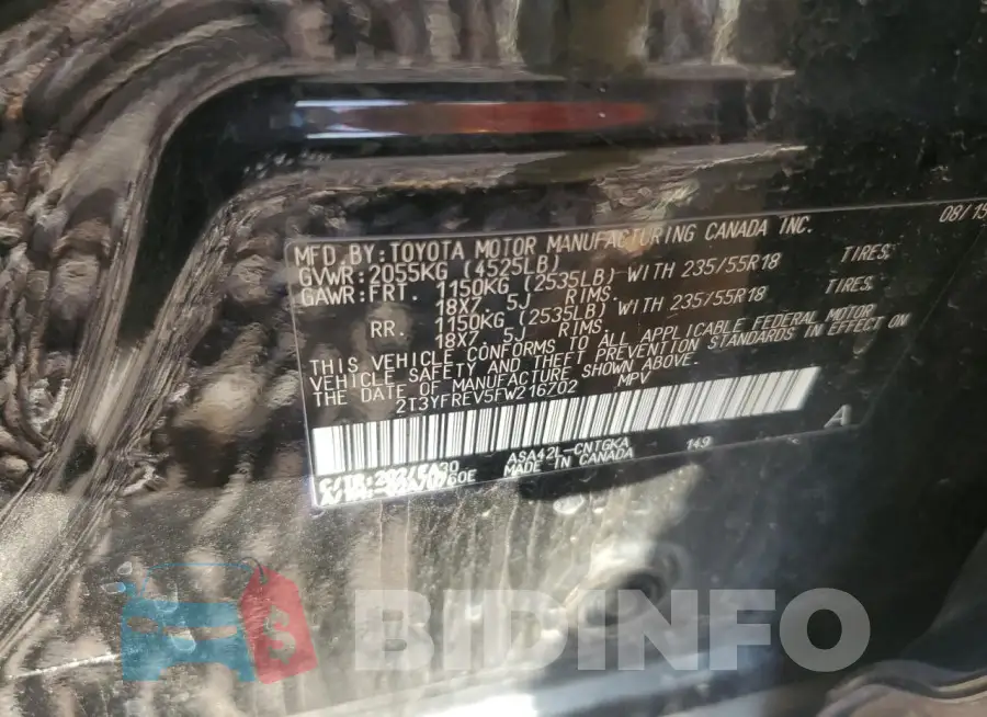 2T3YFREV5FW216702 Photo# 12