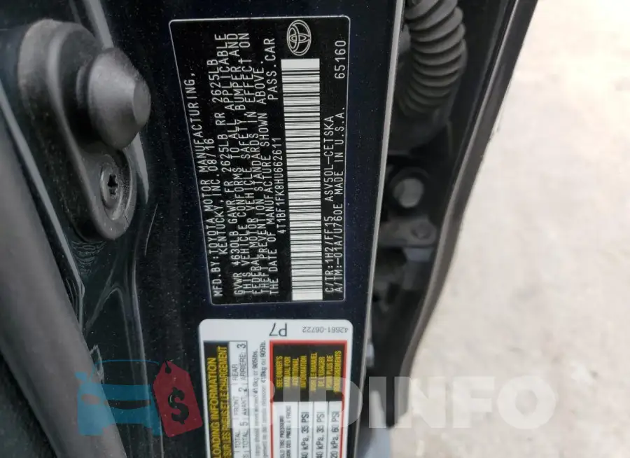 4T1BF1FK8HU662611 Photo# 12