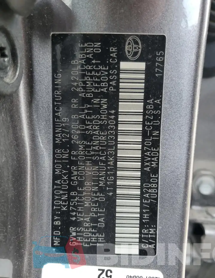 4T1G11AK3LU333044 Photo# 12