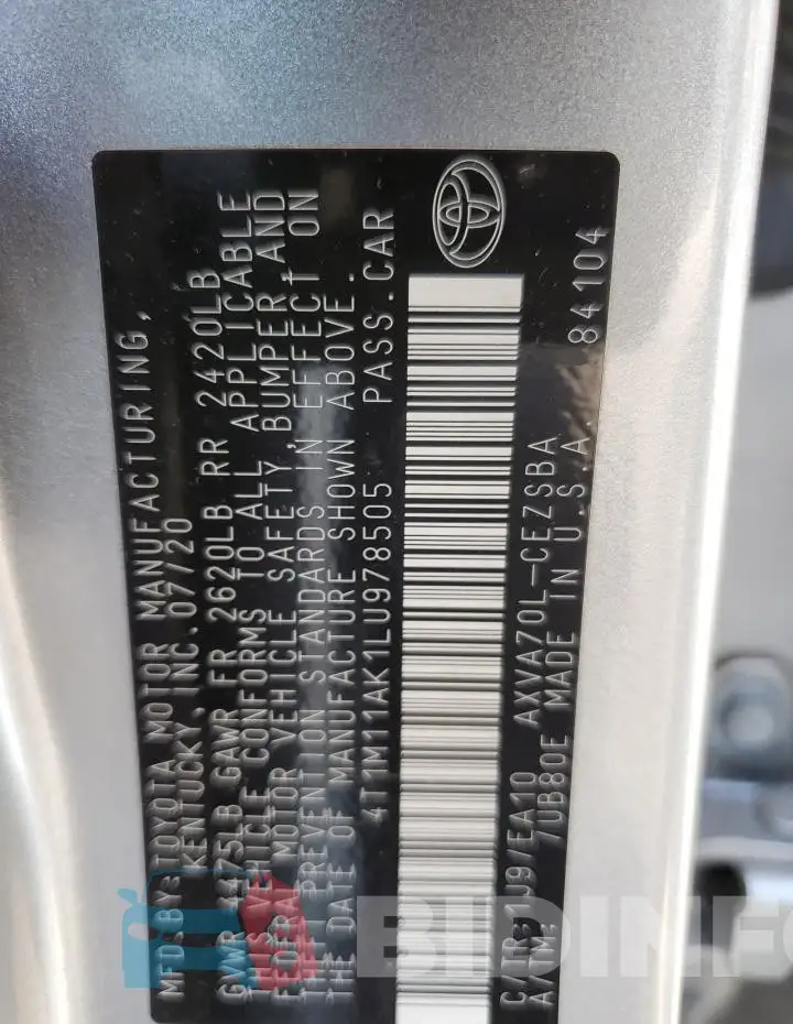 4T1M11AK1LU978505 Photo# 12