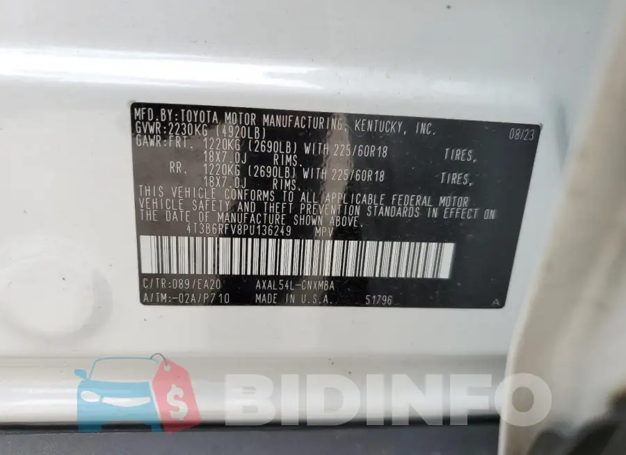 4T3B6RFV8PU136249 Photo# 13
