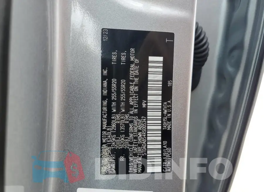 5TDADAB54RS005347 Photo# 13