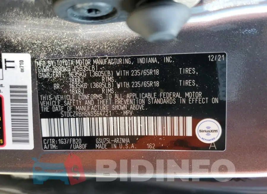 5TDCZRBH6NS564721 Photo# 12