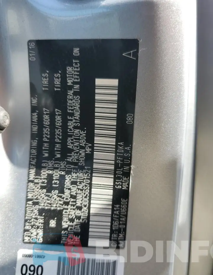 5TDZK3DC5GS701521 Photo# 13