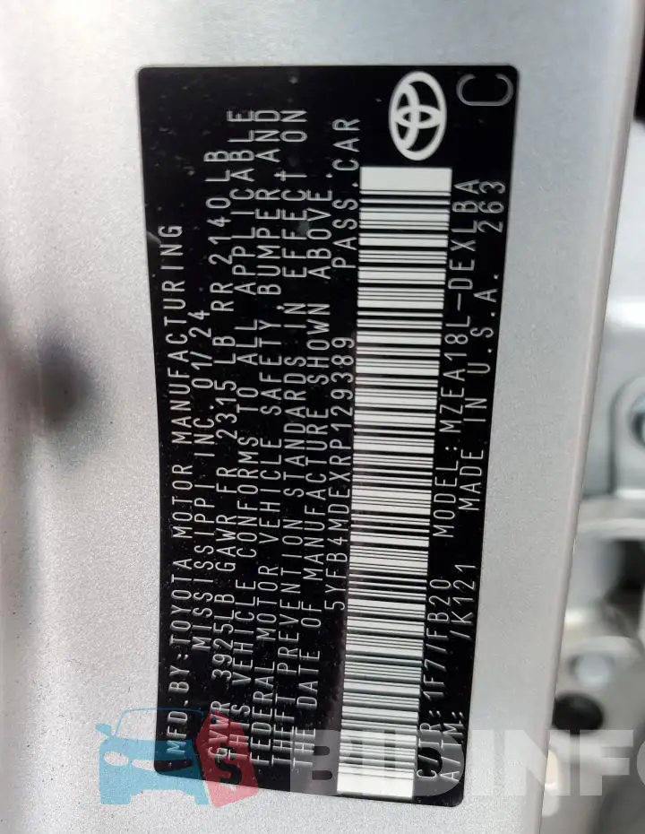 5YFB4MDEXRP129389 Photo# 13