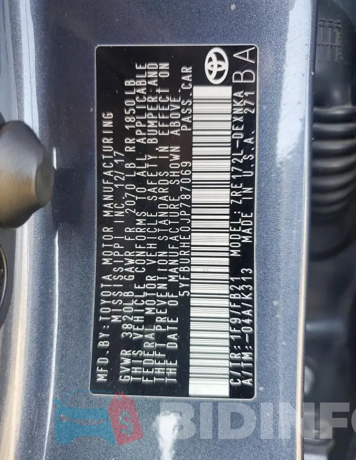 5YFBURHE0JP787069 Photo# 13