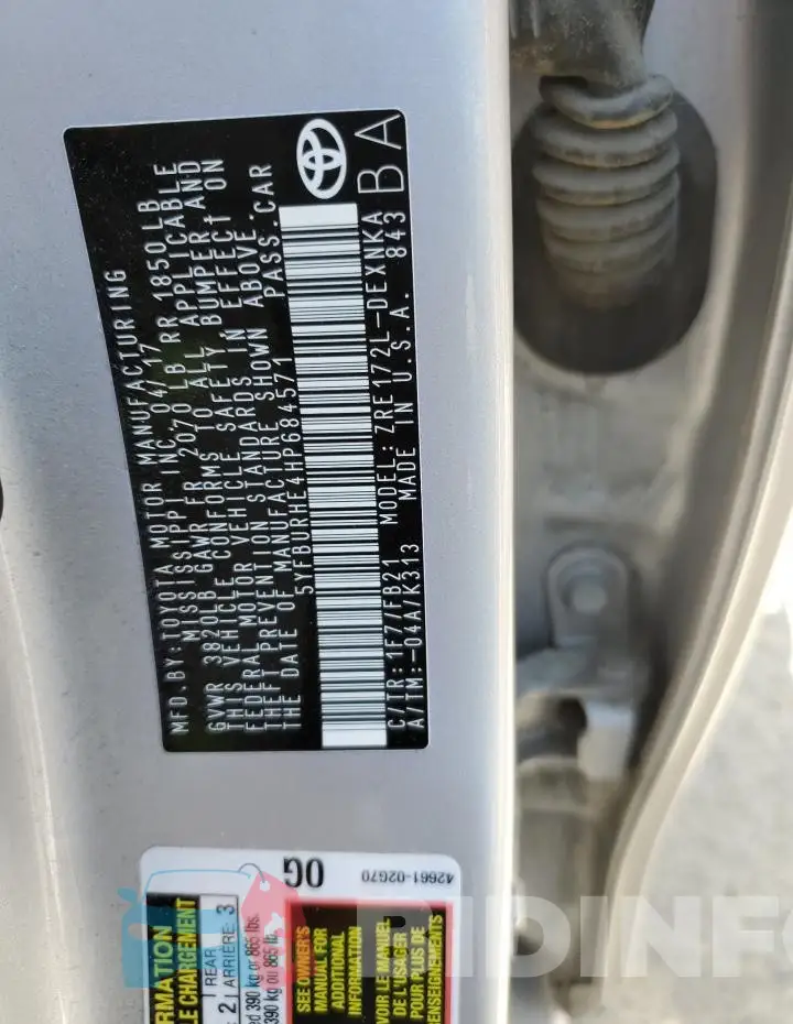 5YFBURHE4HP684571 Photo# 12