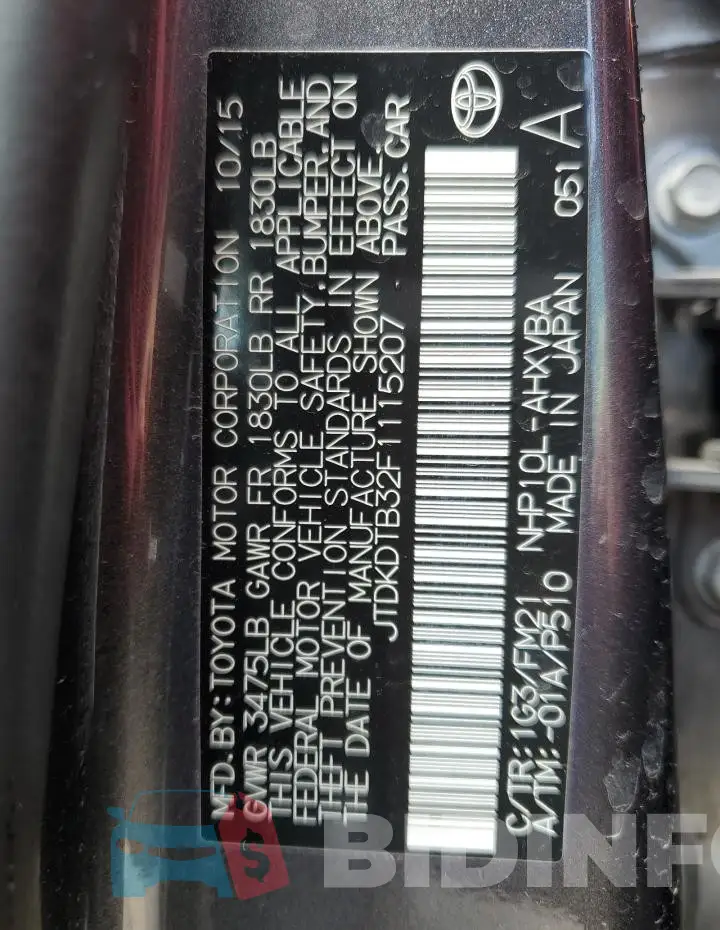 JTDKDTB32F1115207 Photo# 12
