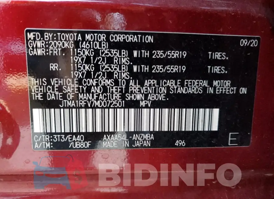 JTMA1RFV7MD072501 Photo# 12