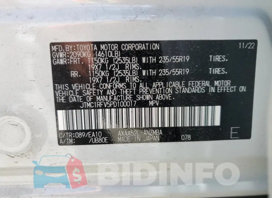 JTMC1RFV5PD100017 Photo# 14