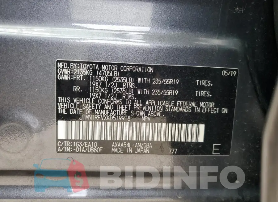 JTMN1RFVXKD519918 Photo# 12