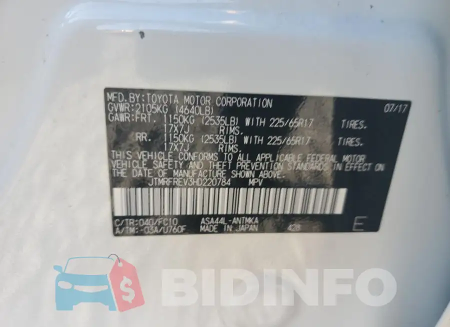 JTMRFREV3HD220784 Photo# 12
