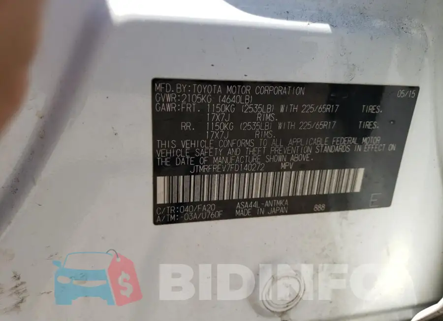 JTMRFREV7FD140272 Photo# 13
