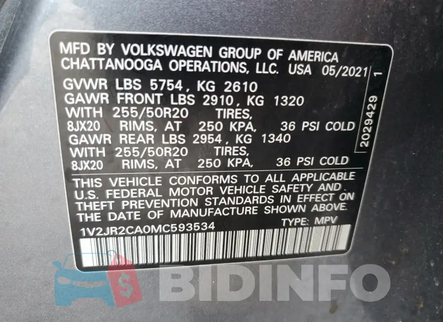 1V2JR2CA0MC593534 Photo# 13