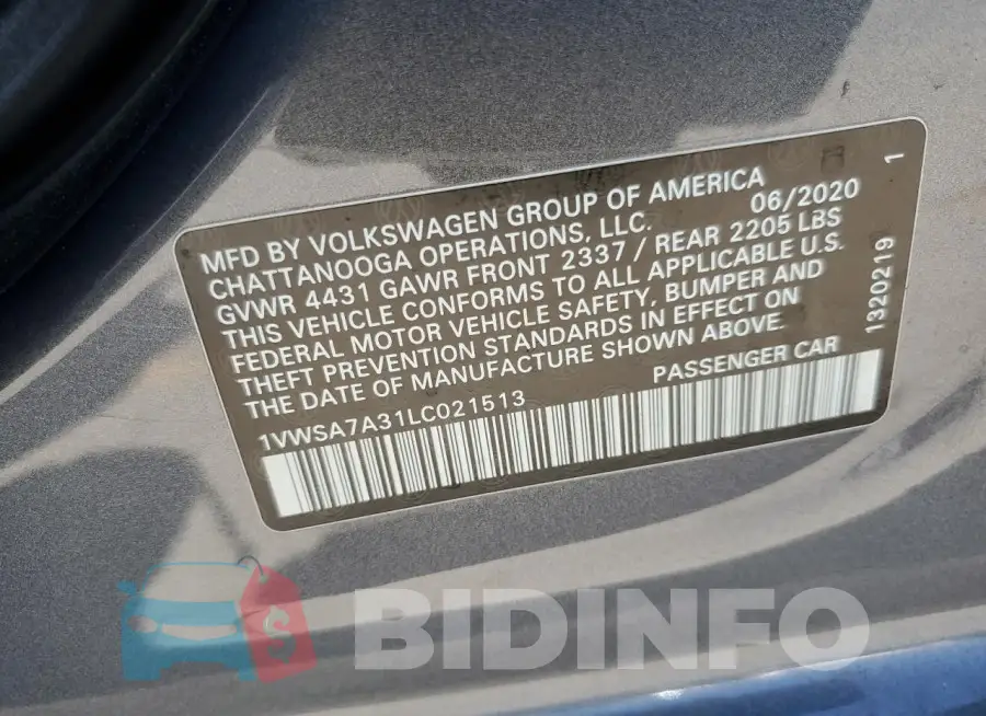 1VWSA7A31LC021513 Photo# 12