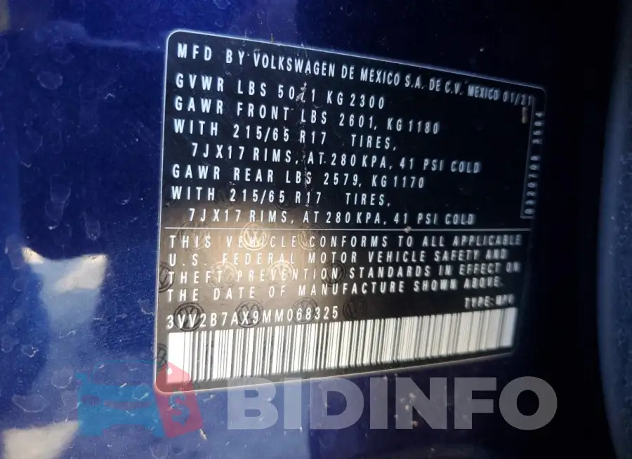 3VV2B7AX9MM068325 Photo# 12