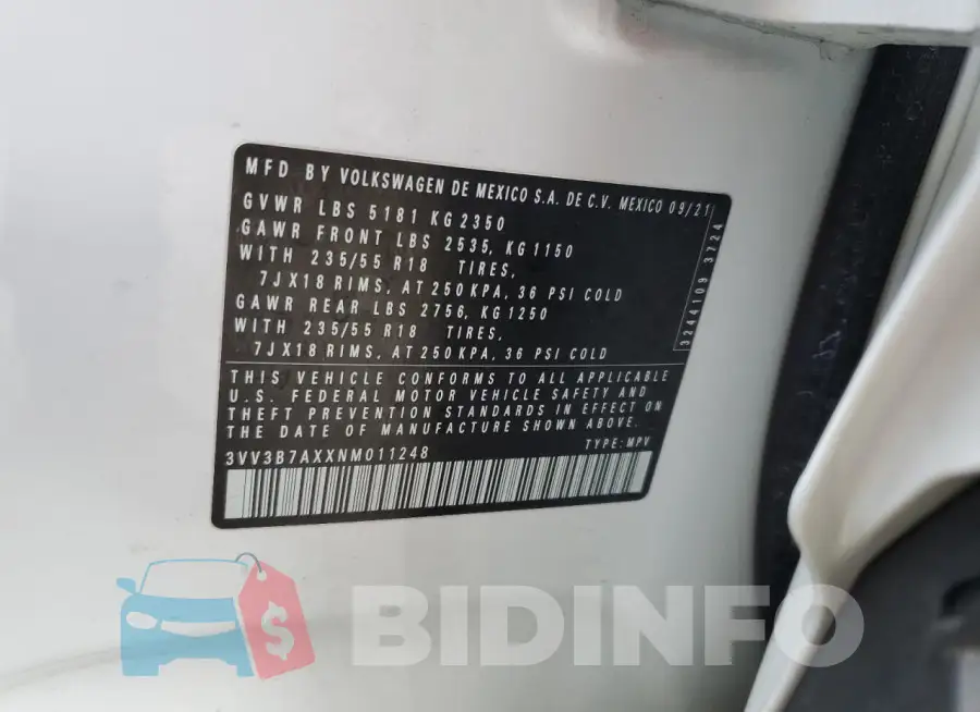3VV3B7AXXNM011248 Photo# 13