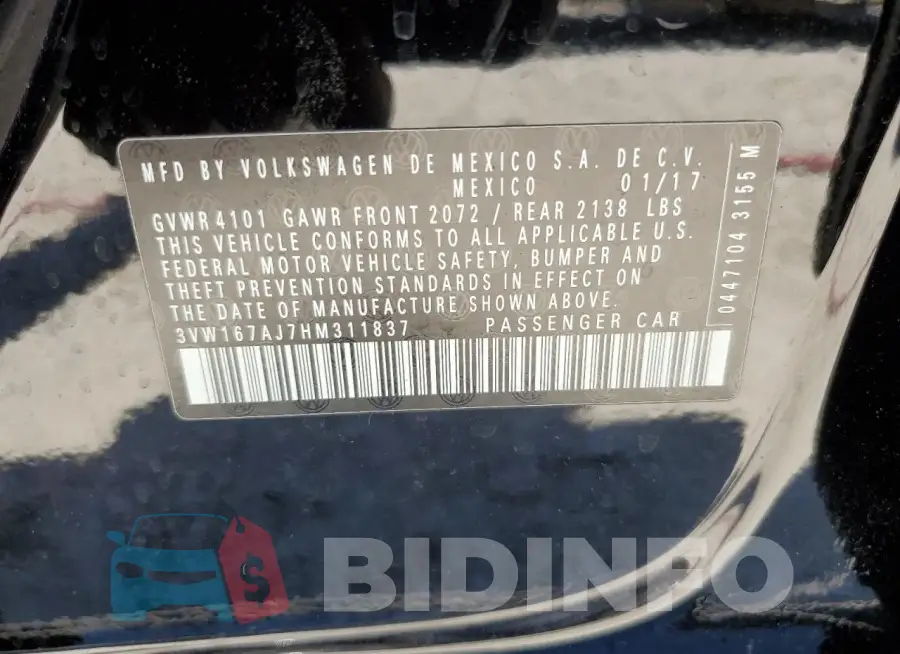 3VW167AJ7HM311837 Photo# 12