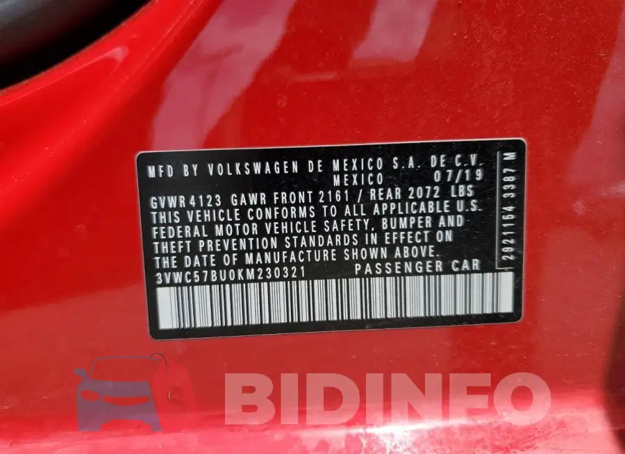 3VWC57BU0KM230321 Photo# 13