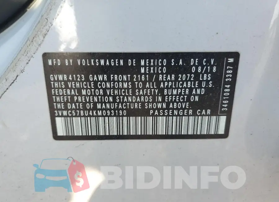 3VWC57BU4KM093190 Photo# 12