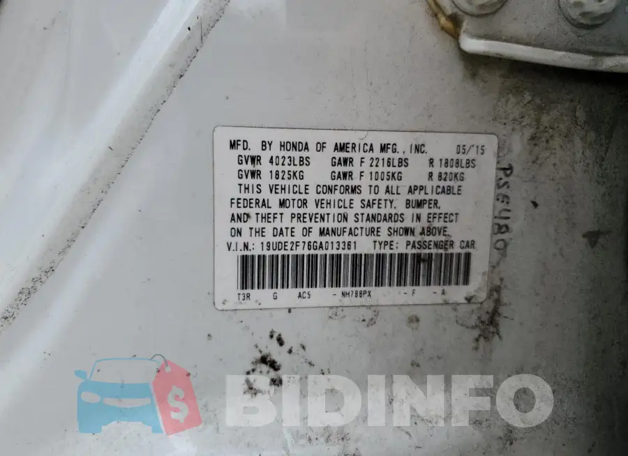 19UDE2F76GA013361 Photo# 12