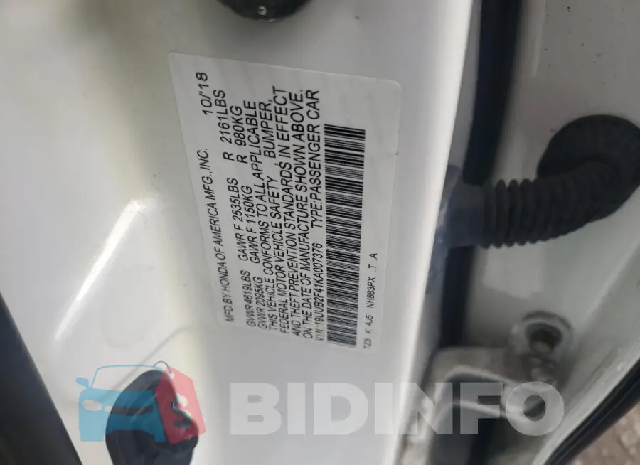 19UUB2F41KA007376 Photo# 13