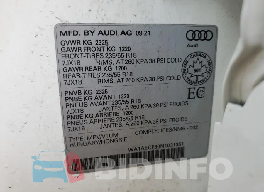 WA1AECF30N1031351 Photo# 13