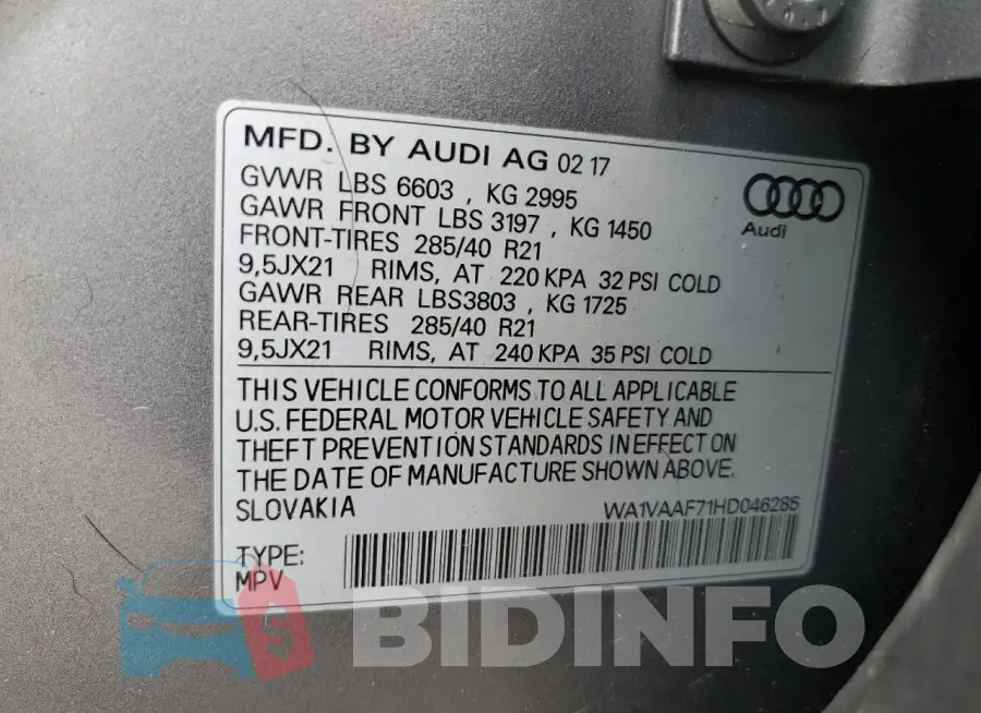WA1VAAF71HD046285 Photo# 13