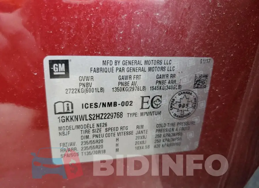 1GKKNWLS2HZ229768 Photo# 13
