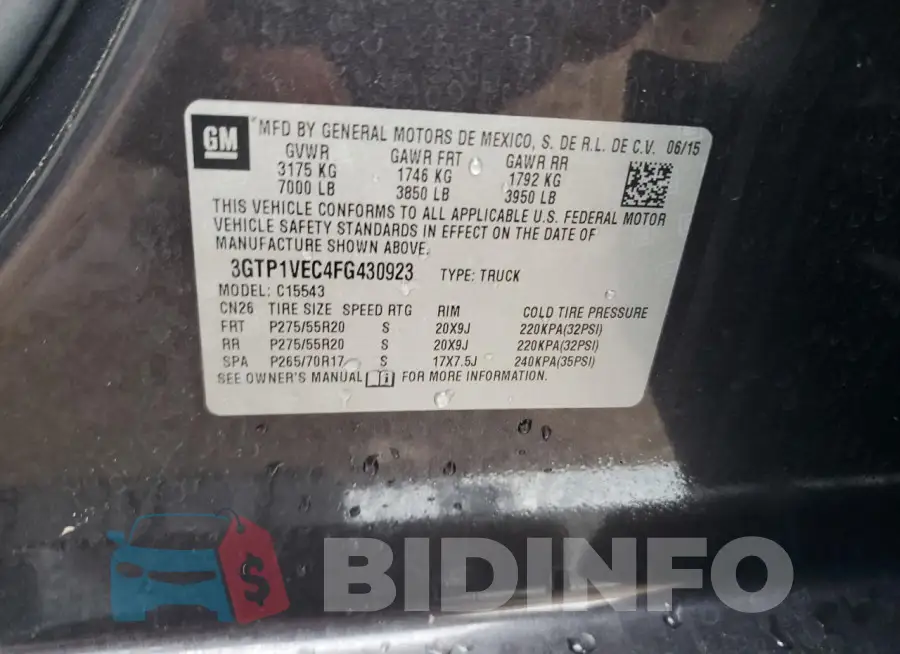 3GTP1VEC4FG430923 Photo# 12