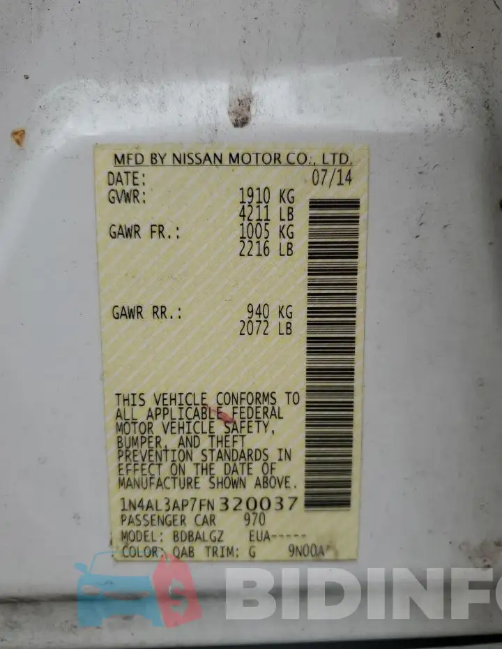 1N4AL3AP7FN320037 Photo# 13