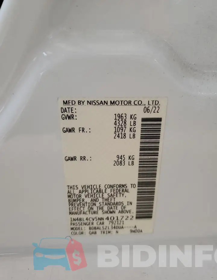 1N4BL4CV5NN401722 Photo# 12