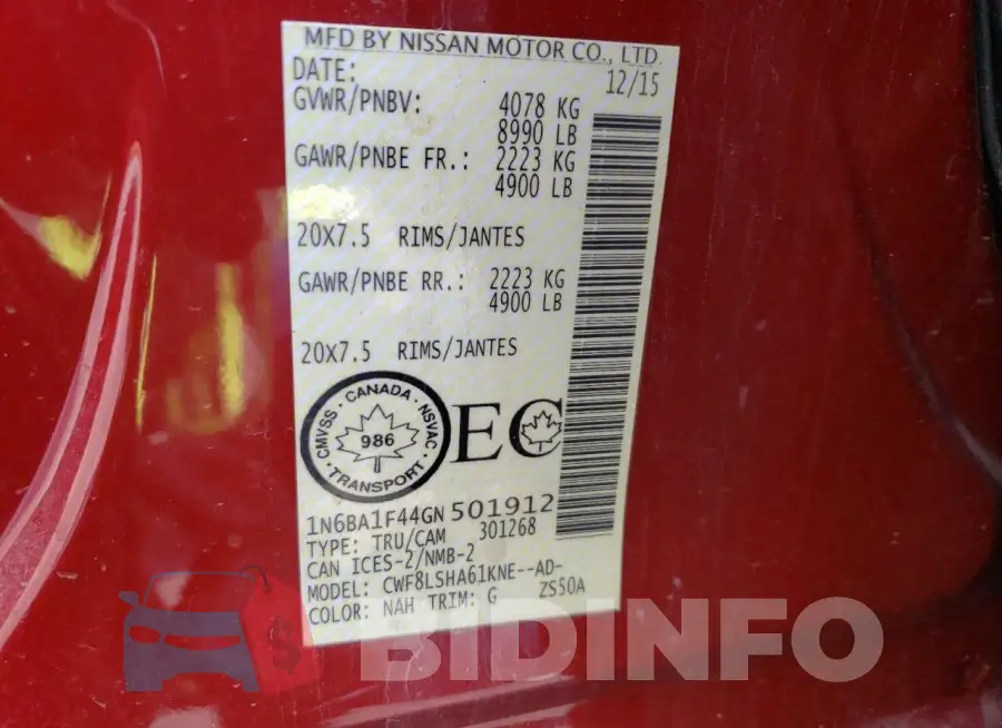 1N6BA1F44GN501912 Photo# 12