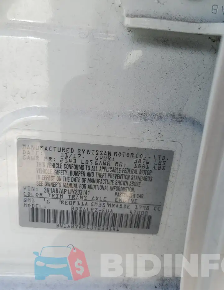 3N1AB7AP1JY233141 Photo# 12