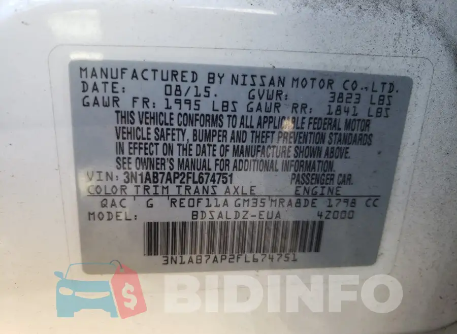 3N1AB7AP2FL674751 Photo# 10
