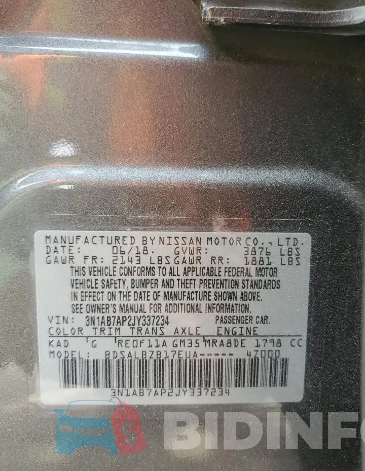 3N1AB7AP2JY337234 Photo# 12