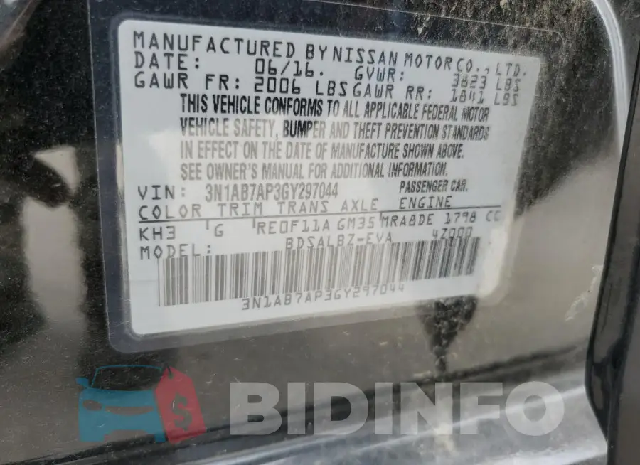 3N1AB7AP3GY297044 Photo# 13