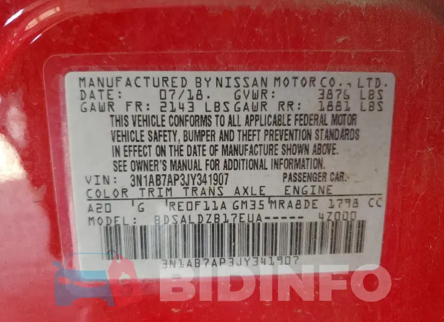 3N1AB7AP3JY341907 Photo# 12