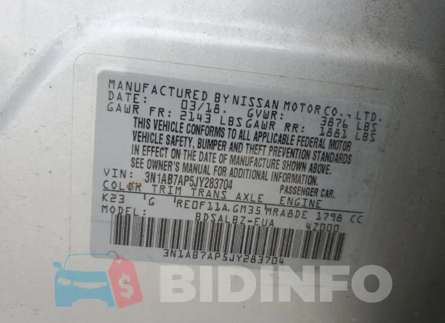 3N1AB7AP5JY283704 Photo# 12